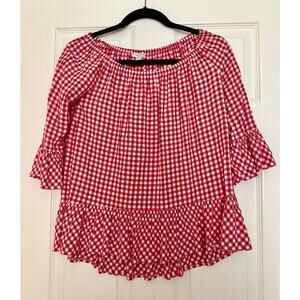 Beachlunchlounge Size XS Red Gingham Blouse.